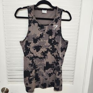 Gymshark Camo Tank Top - Black and Tan